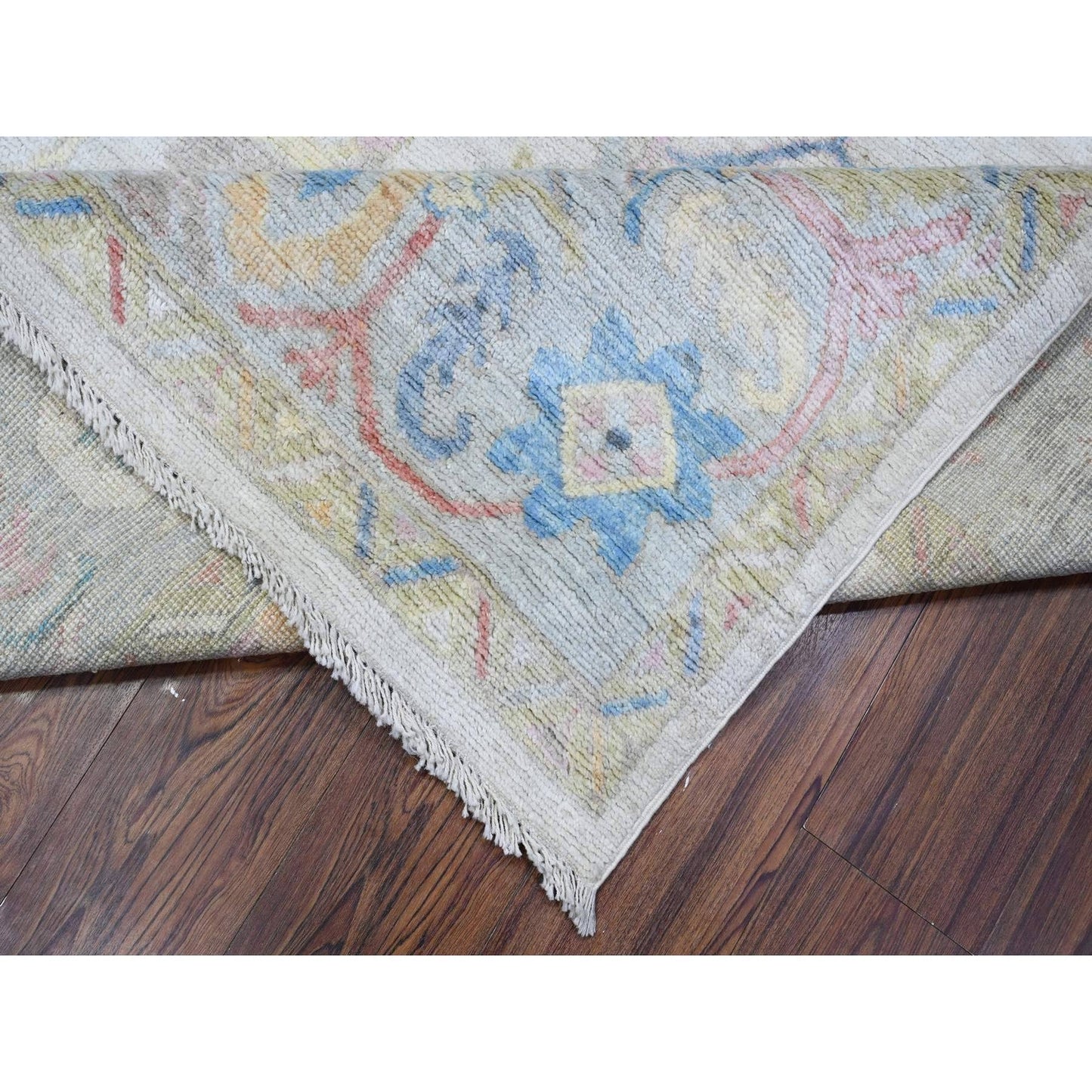 7'10"X9'9" Silver Gray Hand Knotted Afghan Angora Oushak Oriental Rug
