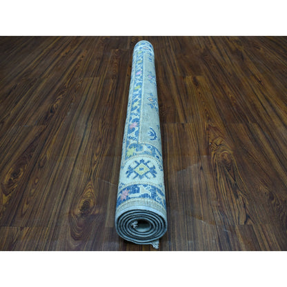 3'10"X5'5" Colorful Gray Fusion Kazak Pure Wool Hand Knotted Oriental Rug