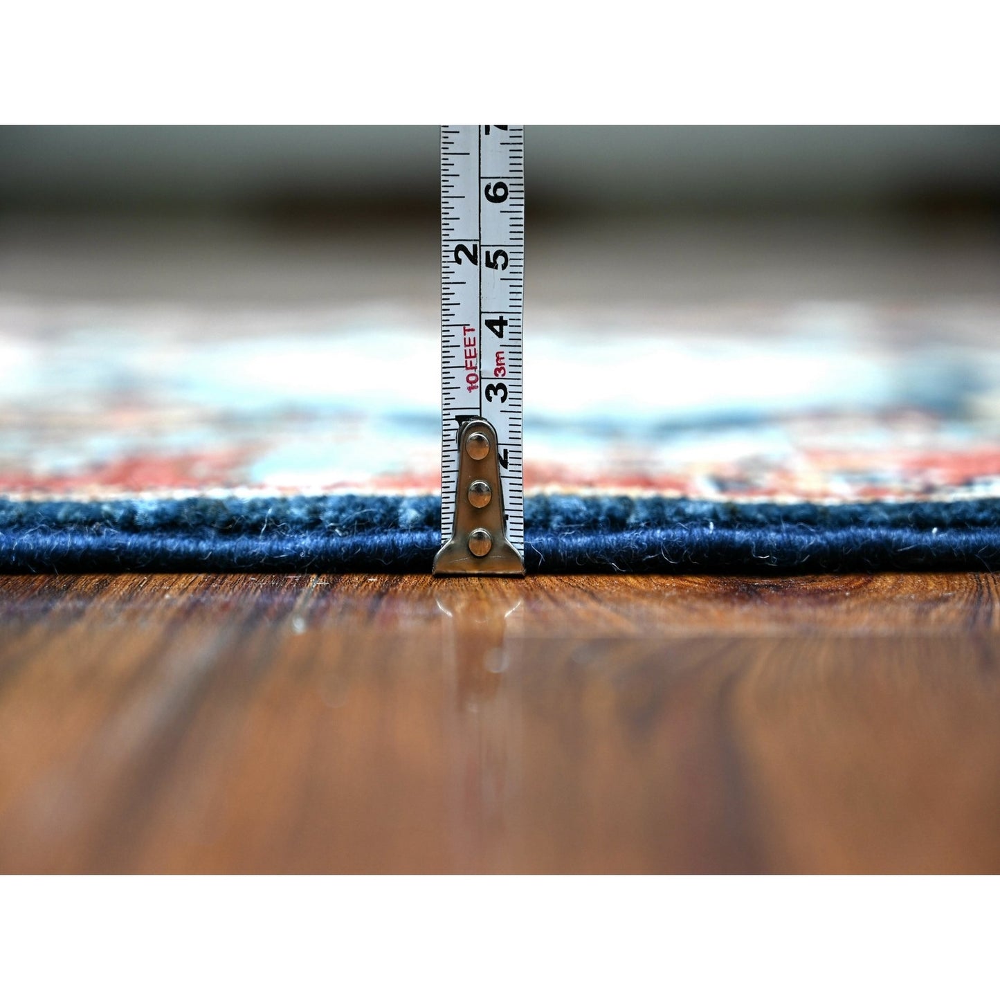 2'7"X11'8" Blue Karajeh Design Pure Wool Fine Aryana Runner Oriental Rug