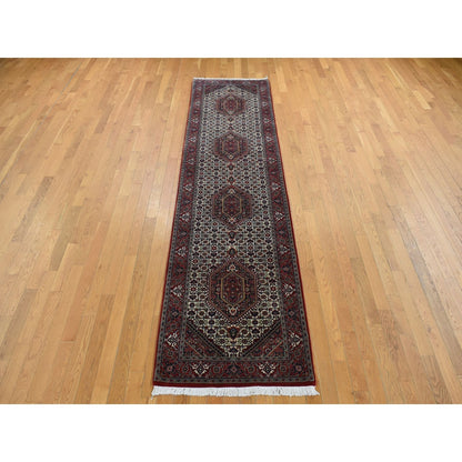 2'9"X11'4" Ivory Hand Knotted 300 Kpsi Wool Bejar Mahi Runner Rug