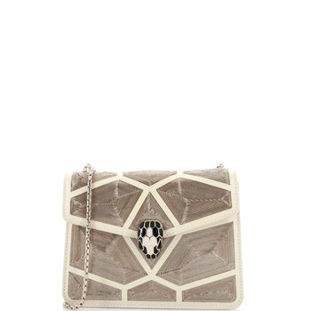 Bvlgari Serpenti Forever Square Shoulder Bag Chain Embellished Leather Mini
