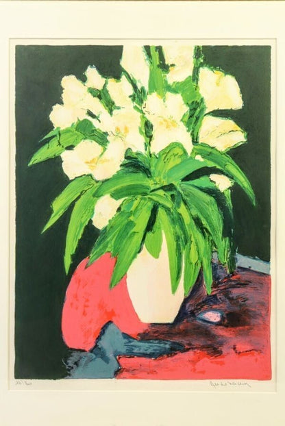 Jean Claude Alenbach (France) Signed Original Lithograph Framed Bouquet Lilies