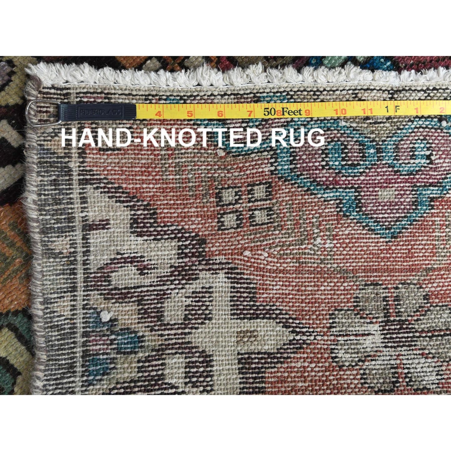 3'3"X10' Orange Worn Wool Hand Knotted Vintage Farsian Runner Rug