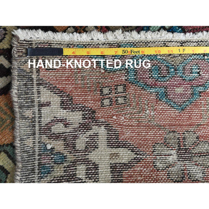 3'3"X10' Orange Worn Wool Hand Knotted Vintage Farsian Runner Rug