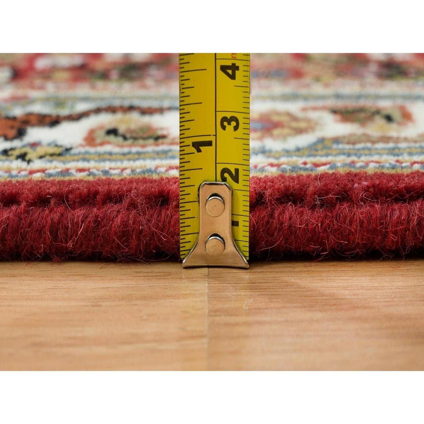 2'X4'2" Red Tebraz Design 100% Wool 175 Kpsi Hand Knotted Mat Rug