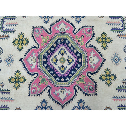 8'10"X11'6" Colorful Ivory Fusion Kazak Natural Wool Hand Knotted Rug
