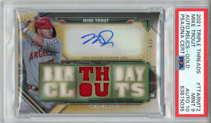 Mike Trout Autographed 2021 Topps Triple Threads Gold Relics Jersey Card #Ttarmt