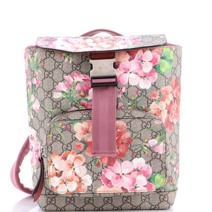 Gucci Buckle Backpack Blooms Print Gg Coated Canvas Small
