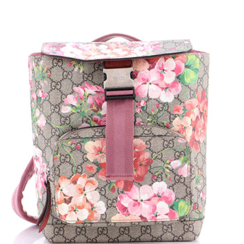 Gucci Buckle Backpack Blooms Print Gg Coated Canvas Small
