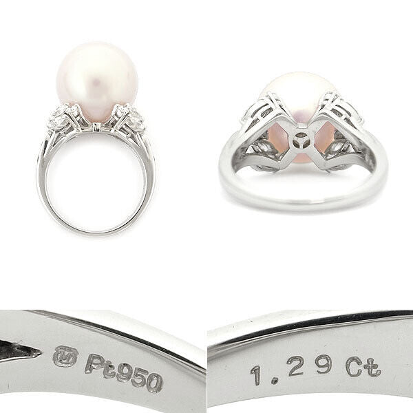 Mikimoto South Sea Pearl Diamond Ring Pt950