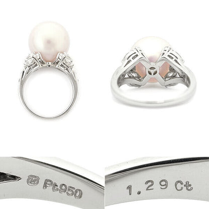 Mikimoto South Sea Pearl Diamond Ring Pt950