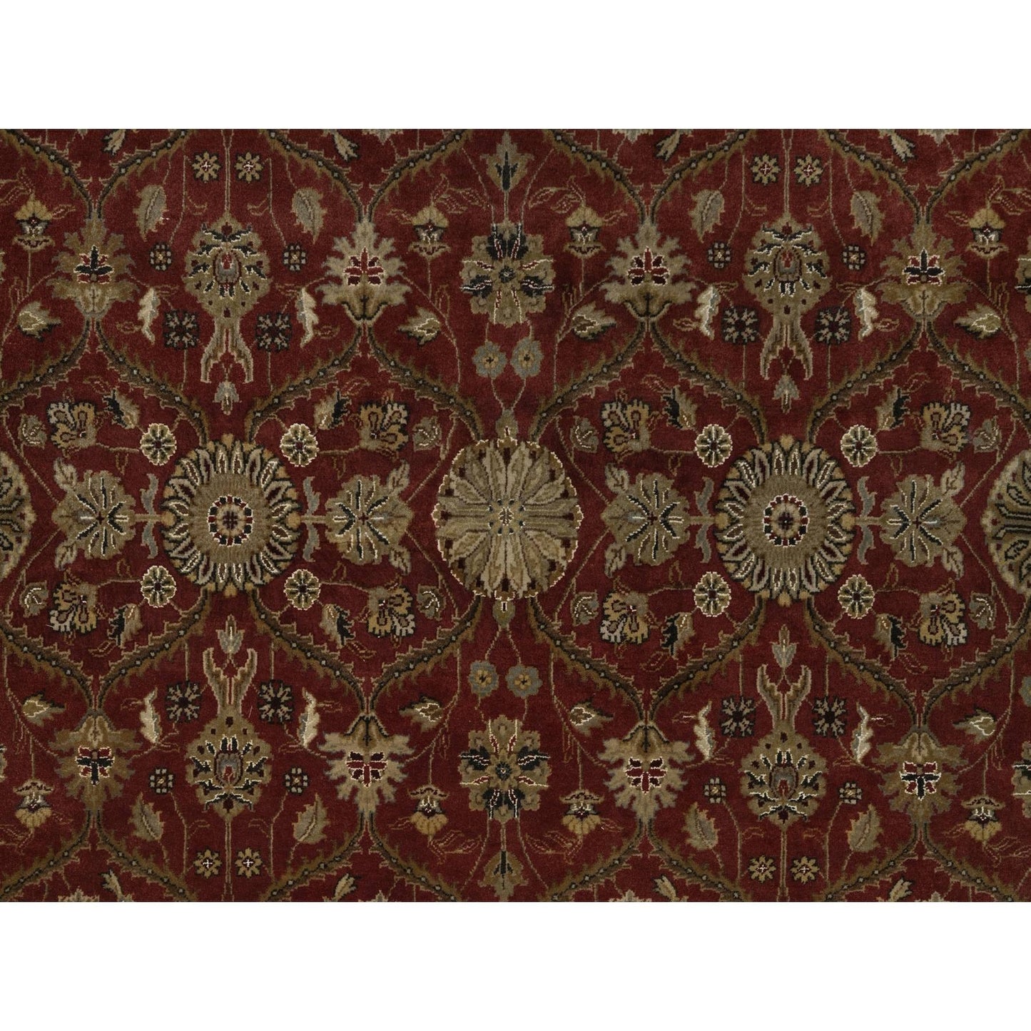 5'9"X8' Red Hereke With All Over Design Wool And Silk Hand Knotted Rug
