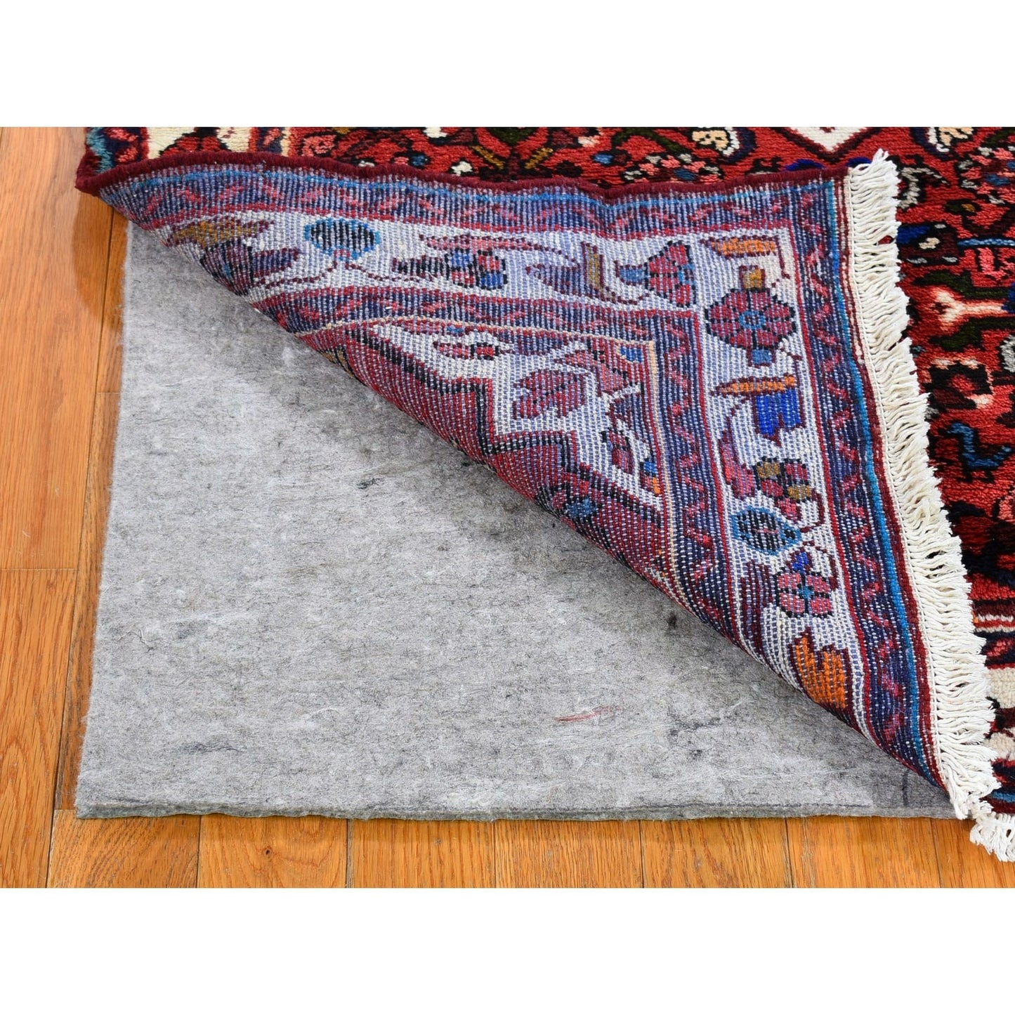 3'6"X5'1" Red New Farsian Amadan Flower Medallion Design Handknotted Rug