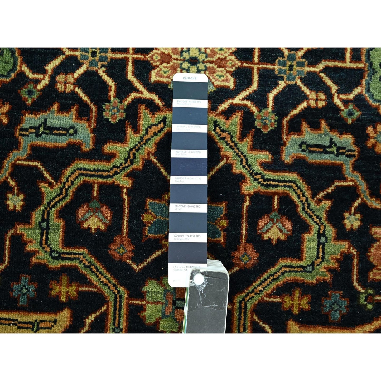 5'3"X7'1" Midnight Blue Heris All Over Design Hand Knotted Soft Wool Rug