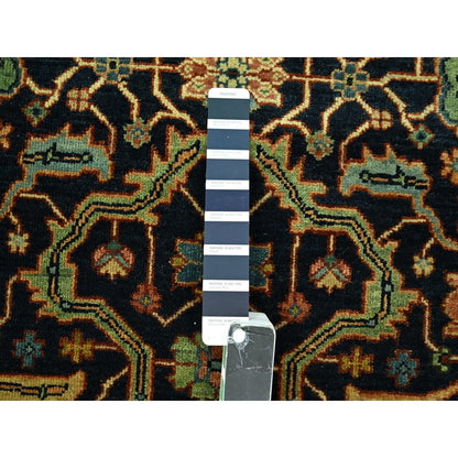 5'3"X7'1" Midnight Blue Heris All Over Design Hand Knotted Soft Wool Rug