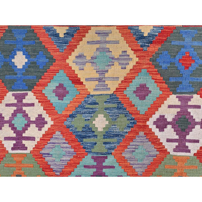 10'5"X15'10" Colorful Hand Woven Afghan Kilim Organic Wool Oversized Rug