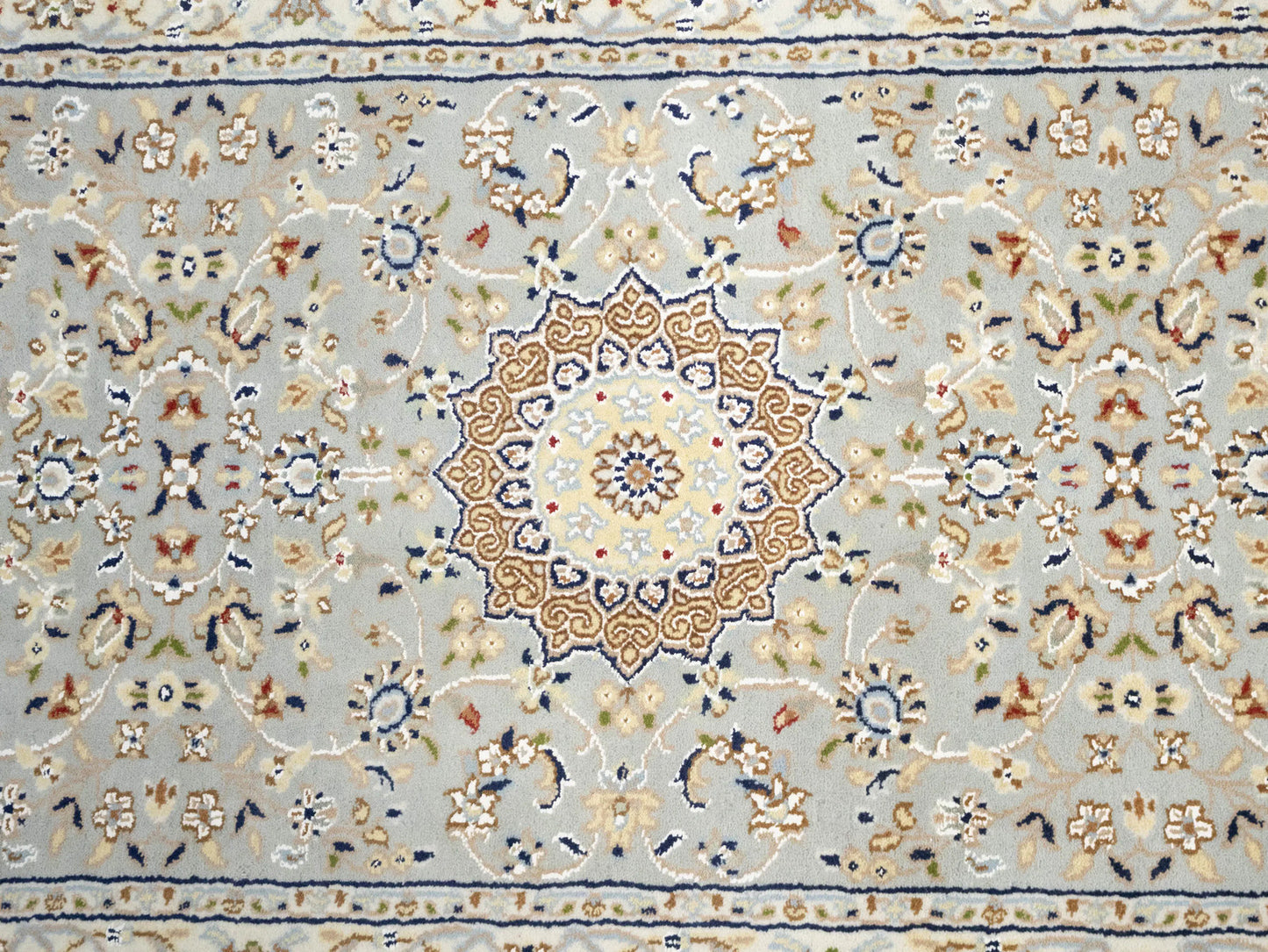 Hand-Knotted Light Blue Indo-Nain Runner Rug 3X10
