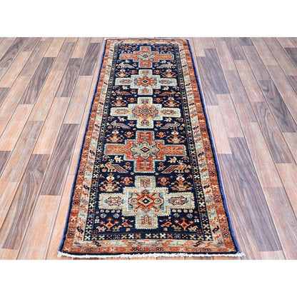 2'X5'10" Blue 200 Kpsi Armenian Caucasian Design Runner Oriental Rug
