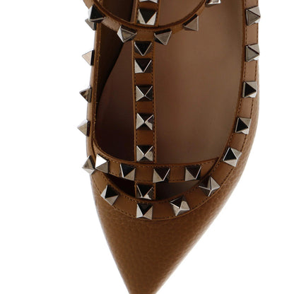 Valentino Garavani Women'S Rockstud Caged Ballerina Flats Leather