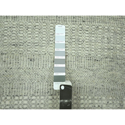 2'7"X8'1" Gray 100% Wool Rug Hand Knotted Oxidized Grass Design Runner