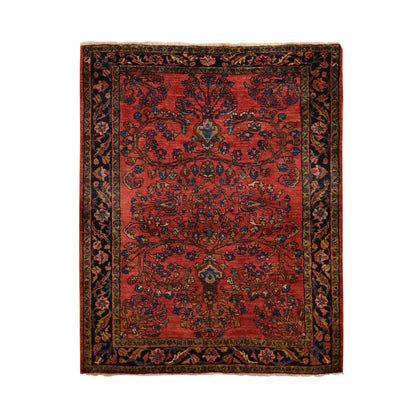 5'3"X6'7" Red Antique Zoroastrian Clean And Soft Wool Hand Knotted Rug