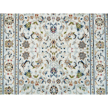 2'8"X16'4" Ivory Hand Knotted Nain Design 250 Kpsi Wool Xl Runner Rug