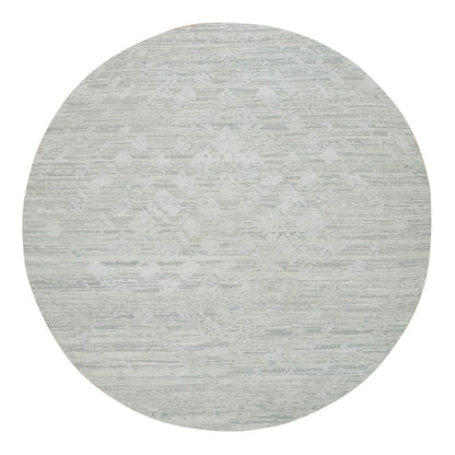 8'X8' Ivory Modern Design Undyed Natural Wool Hand Knotted Round Rug