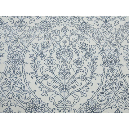 9'4"X11'9" Ivory 100% Cotton Agra Design Hand Knotted Rug