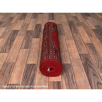 2'7"X8'5" Red Princess Bokara Tribal Medallion Rug Wool Hand Knotted Runner