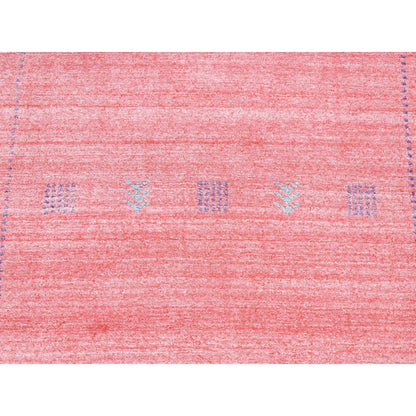 2'8"X13'6" Pink Wool And Silk Loomed Knotted Gabbeh Runner Oriental Rug