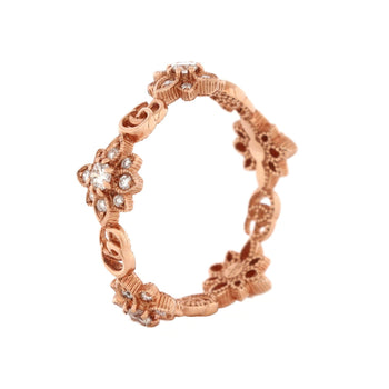 Gucci Gg Flora Ring 18K Rose Gold With Diamonds
