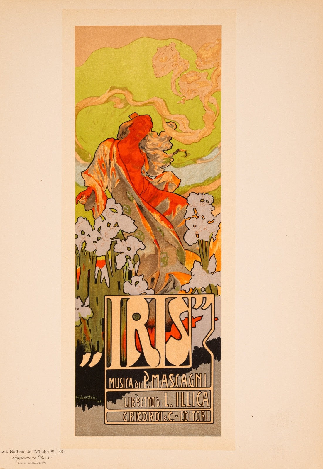 Mascagni Opera Iris Hohenstein Chaix Lithograph Adolfo Les Matres 1899