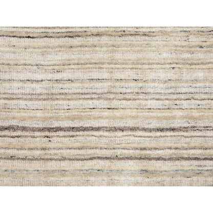 2'6"X9'8" Beige Hand Loomed Organic Wool Modern Runner Oriental Rug