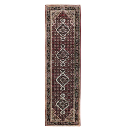 2'8"X10'2" Red Tebraz Mahi Fish Design Hand Knotted Runner Rug