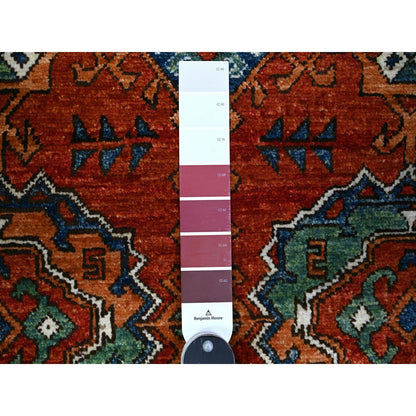 8'X9'6" Red Hand Knotted Extra Soft Wool Afghan Ersari Oriental Rug