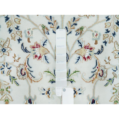 6'1"X6'1" White 100% Wool Hand Knotted Nain Design 250 Kpsi Round Rug