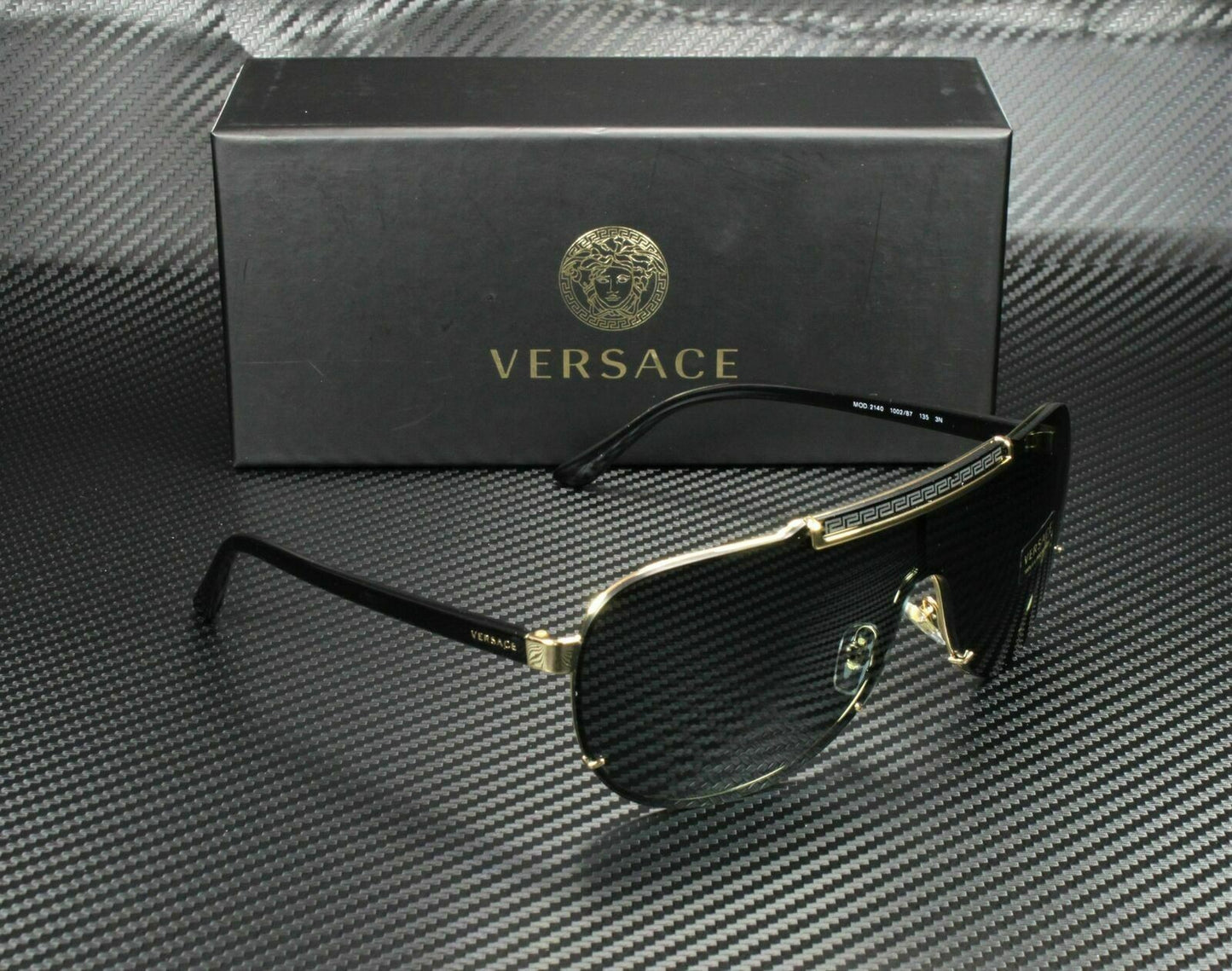 VERSACE VE2140 100287 Black Dark Grey Men's Sunglasses 40 mm