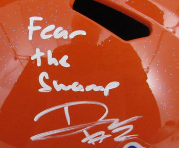 D. J. Lagway Signed/Inscr Orange Full Size Replica Helmet Florida Jsa 197051