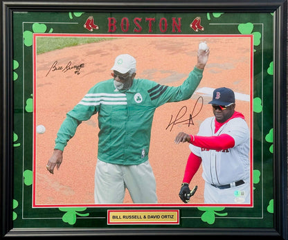 Bill Russell & David Ortiz Autographed Framed 16X20 Photo (Jsa/Beckett)