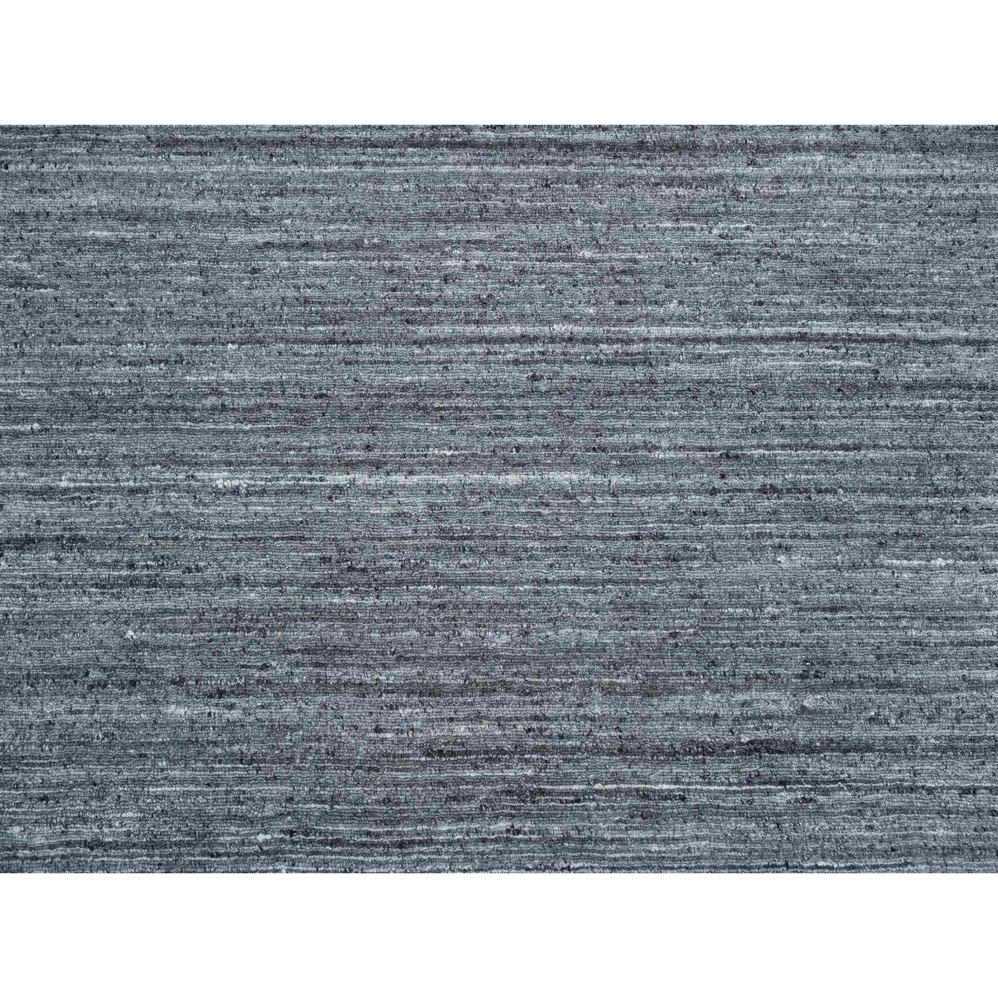 12'X12' Gray Modern Striae Design Natural Wool Hand Loomed Square Rug