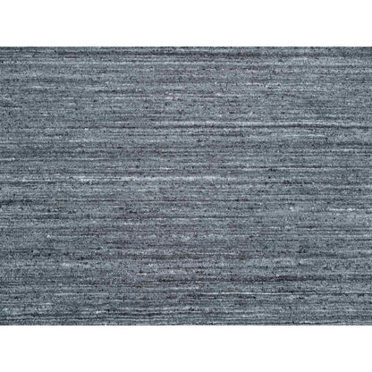 12'X12' Gray Modern Striae Design Natural Wool Hand Loomed Square Rug