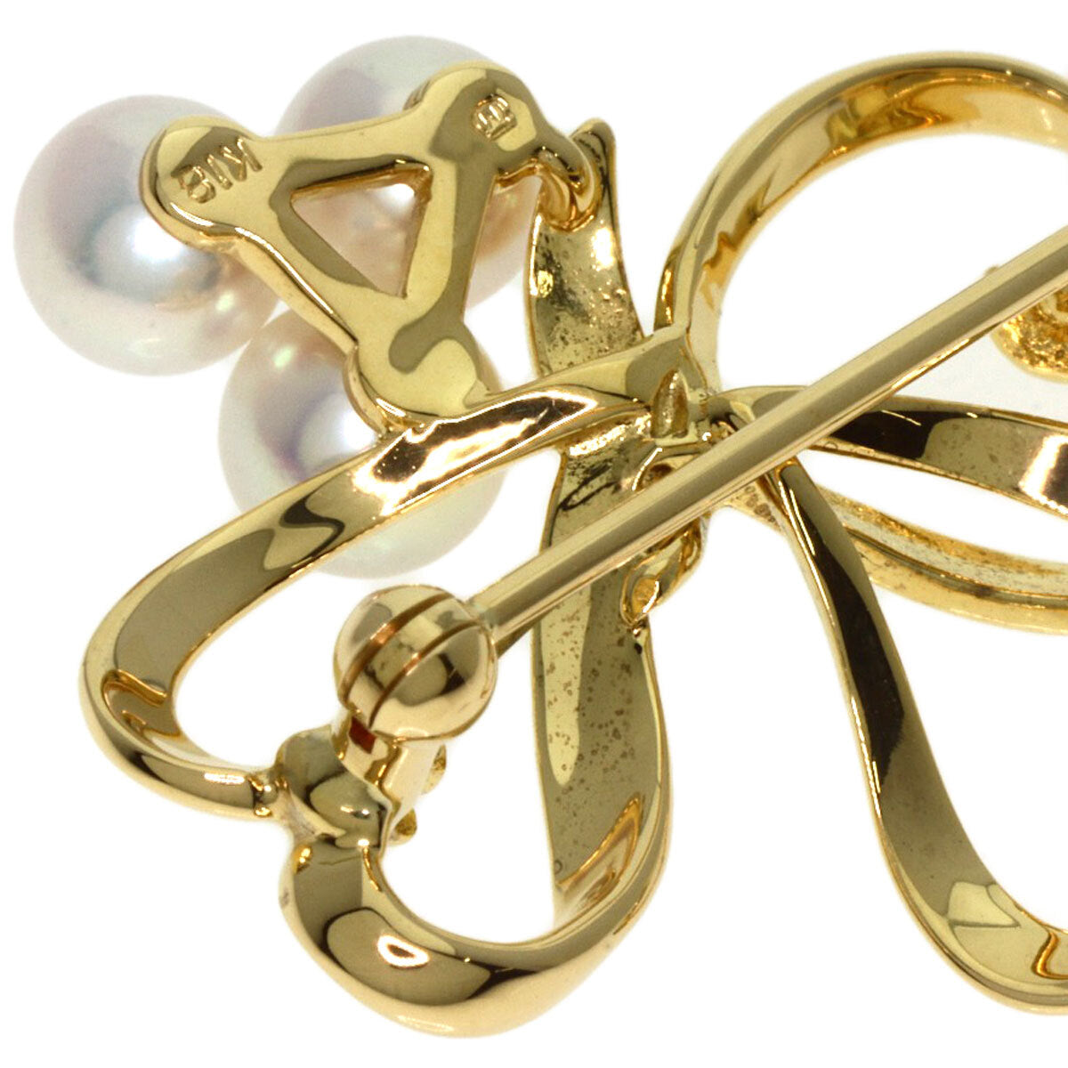 Mikimoto Brooch Pearl Pearl K18 Yellow Gold