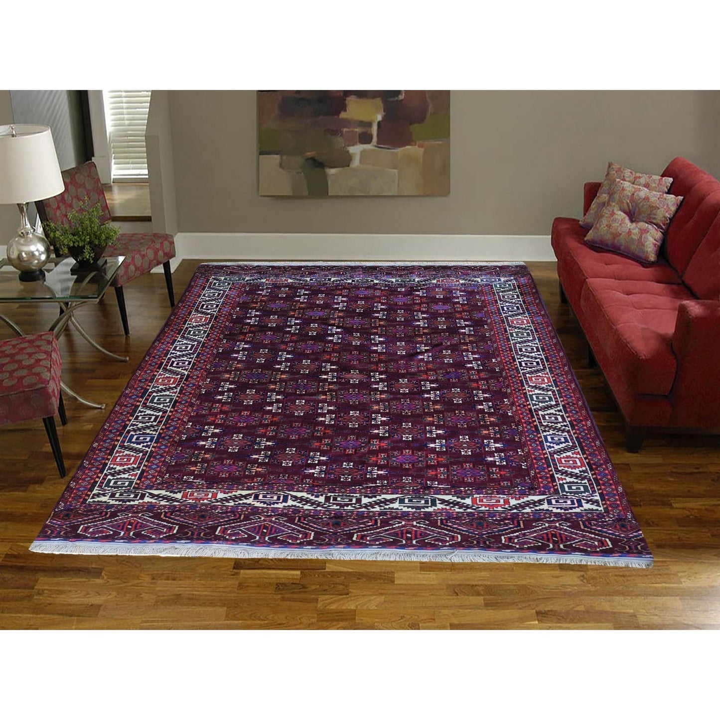 KPSI 6'7"x9'6" Red Vintage Turkoman Yomut Bokara Main Rug 300