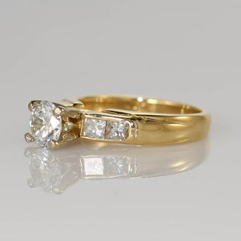 14K Yellow Gold Diamond Engagement Ring, .75Ct
