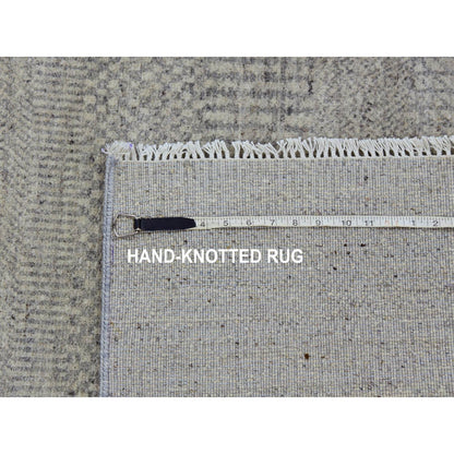 6'X6' Goose Gray 100% Undyed Wool Hand Knotted Grass Design Square Rug