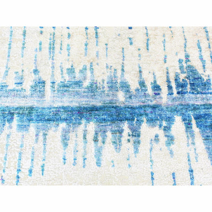 3'X10'1" Ivory The Cardiac Design Silk/Wool Hand Knotted Runner Rug