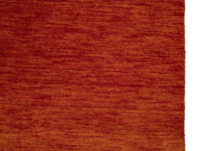 Orange-Red Gabbeh Modern Square Rug Wool Tribal