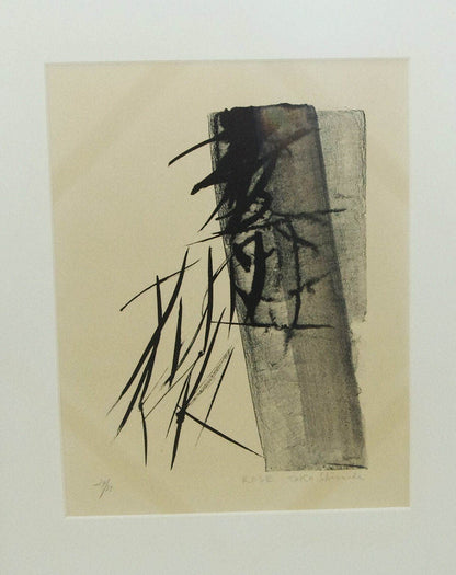 Hand signed rose lithograph print framed by shinoda toko 1976