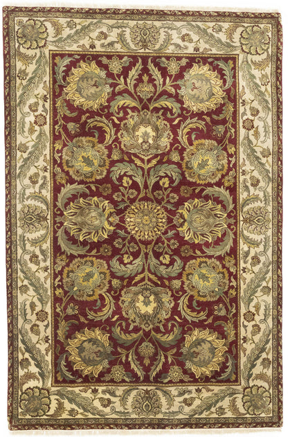 Hand-Knotted Thick Pile Floral Oriental Rug Agra