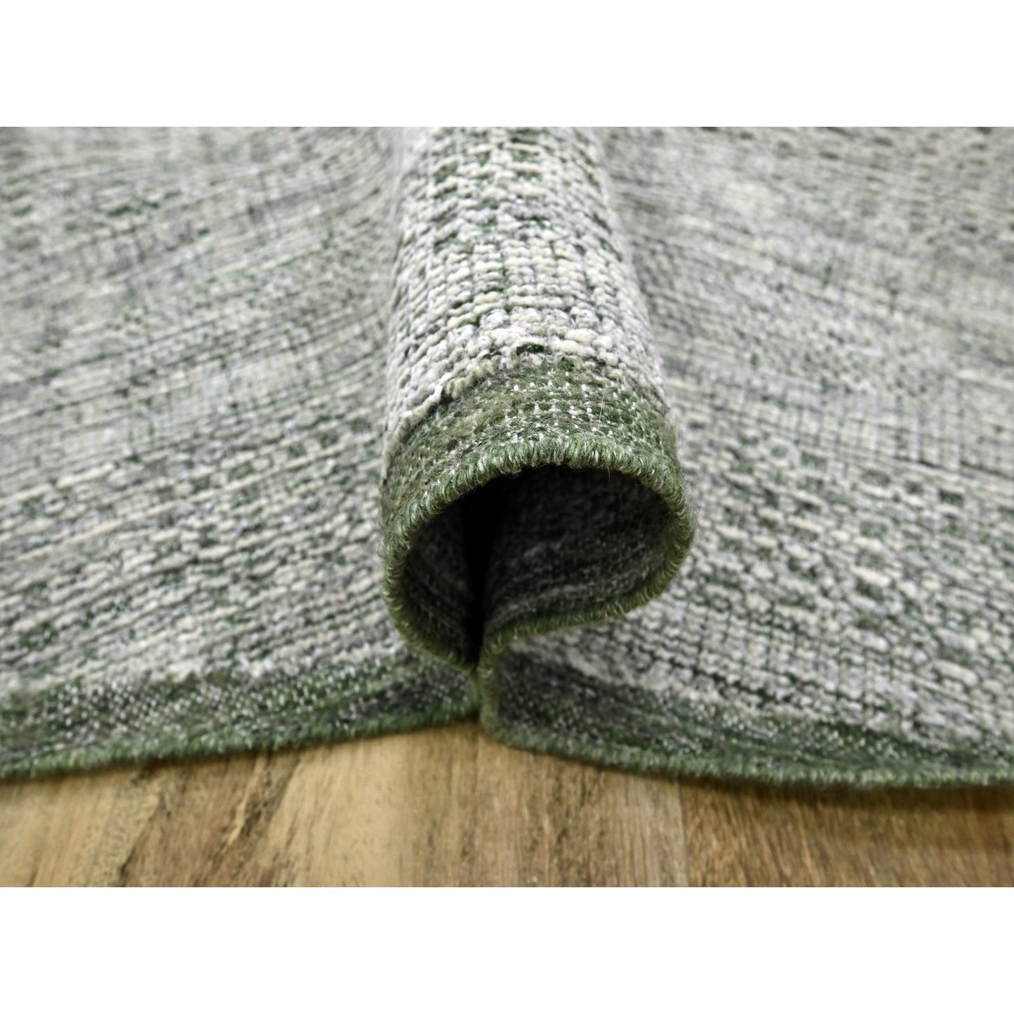 10'X10' Green Wool Round Rug Hand Knotted Oxidized Grass Design Oriental